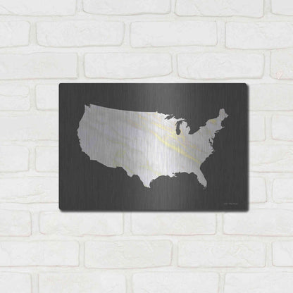 Luxe Metal Art 'Marble Gold USA Map' by Seven Trees Design, Metal Wall Art,16x12