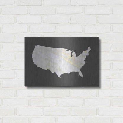 Luxe Metal Art 'Marble Gold USA Map' by Seven Trees Design, Metal Wall Art,24x16