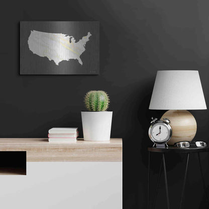 Luxe Metal Art 'Marble Gold USA Map' by Seven Trees Design, Metal Wall Art,24x16