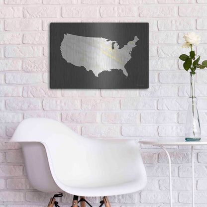 Luxe Metal Art 'Marble Gold USA Map' by Seven Trees Design, Metal Wall Art,24x16