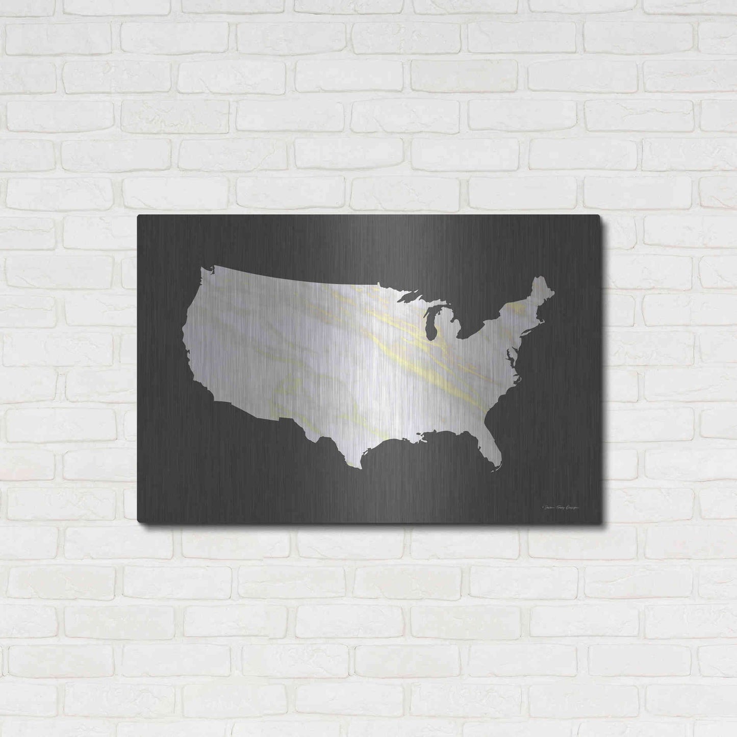 Luxe Metal Art 'Marble Gold USA Map' by Seven Trees Design, Metal Wall Art,36x24