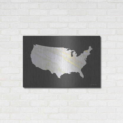 Luxe Metal Art 'Marble Gold USA Map' by Seven Trees Design, Metal Wall Art,36x24