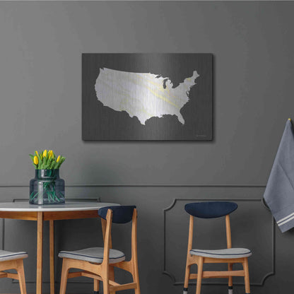 Luxe Metal Art 'Marble Gold USA Map' by Seven Trees Design, Metal Wall Art,36x24