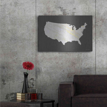 Luxe Metal Art 'Marble Gold USA Map' by Seven Trees Design, Metal Wall Art,36x24