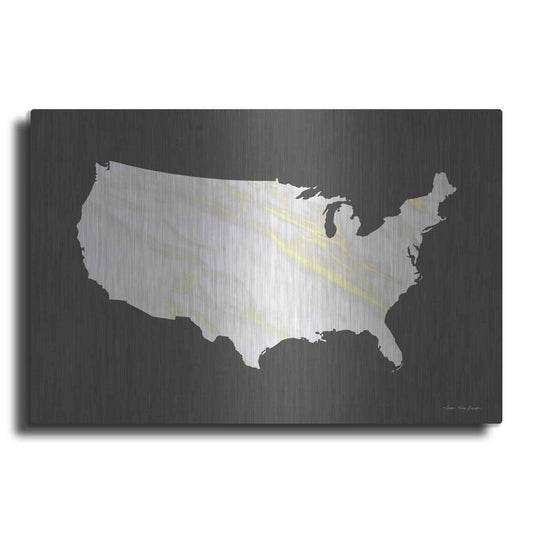 Luxe Metal Art 'Marble Gold USA Map' by Seven Trees Design, Metal Wall Art