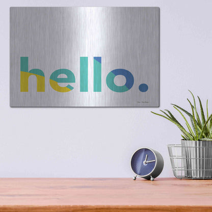 Luxe Metal Art 'Hello' by Seven Trees Design, Metal Wall Art,16x12