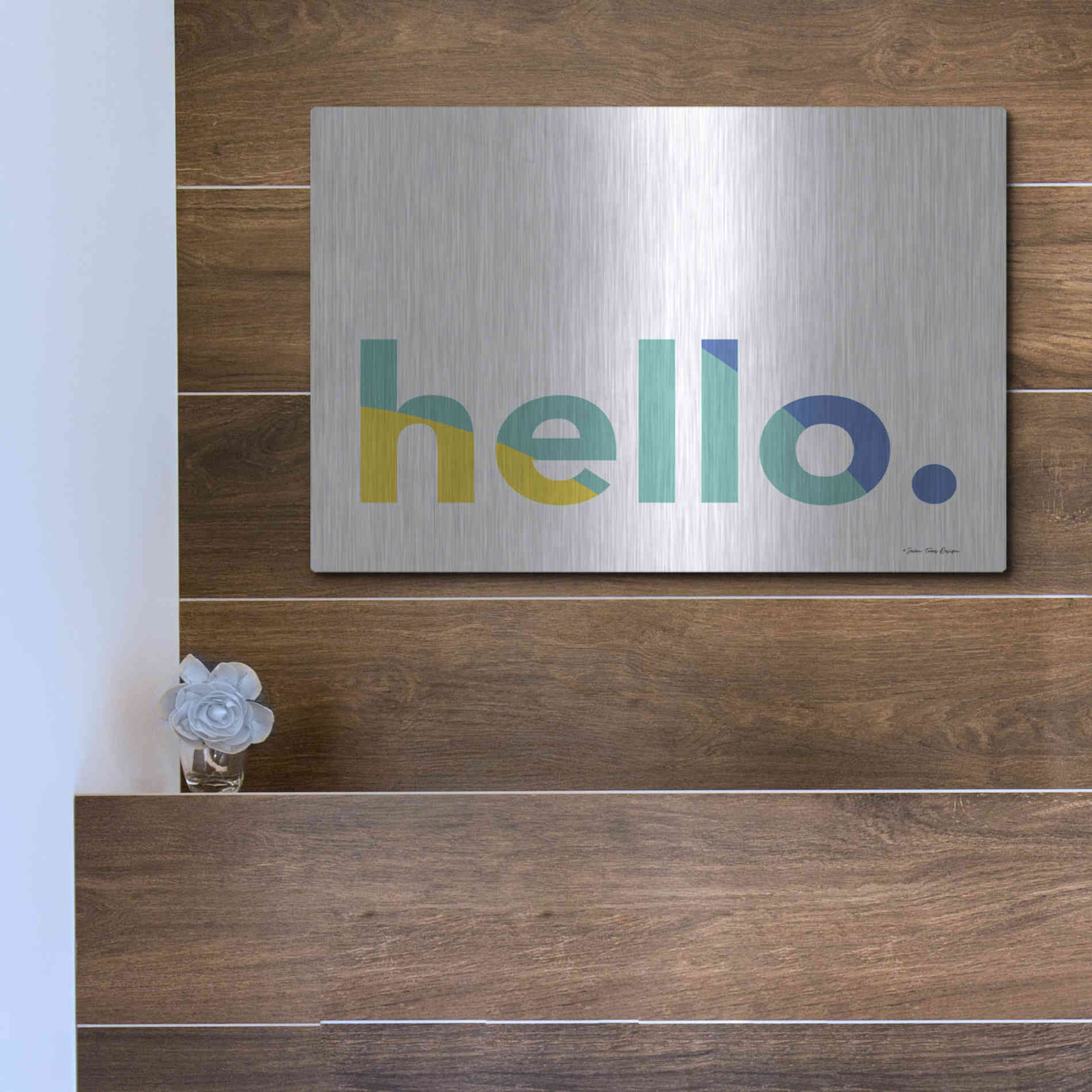 Luxe Metal Art 'Hello' by Seven Trees Design, Metal Wall Art,16x12