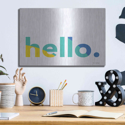 Luxe Metal Art 'Hello' by Seven Trees Design, Metal Wall Art,16x12