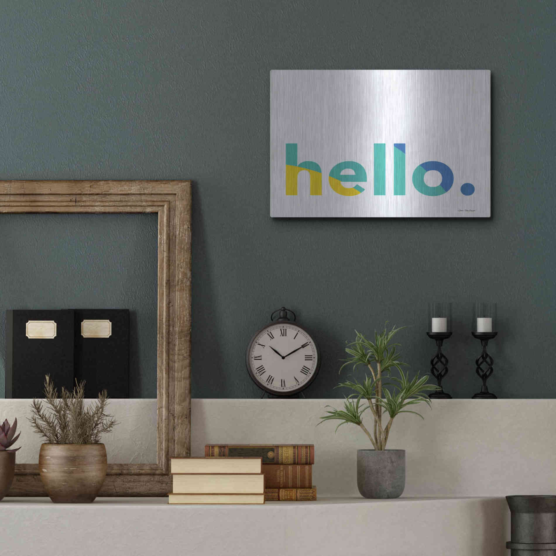 Luxe Metal Art 'Hello' by Seven Trees Design, Metal Wall Art,16x12