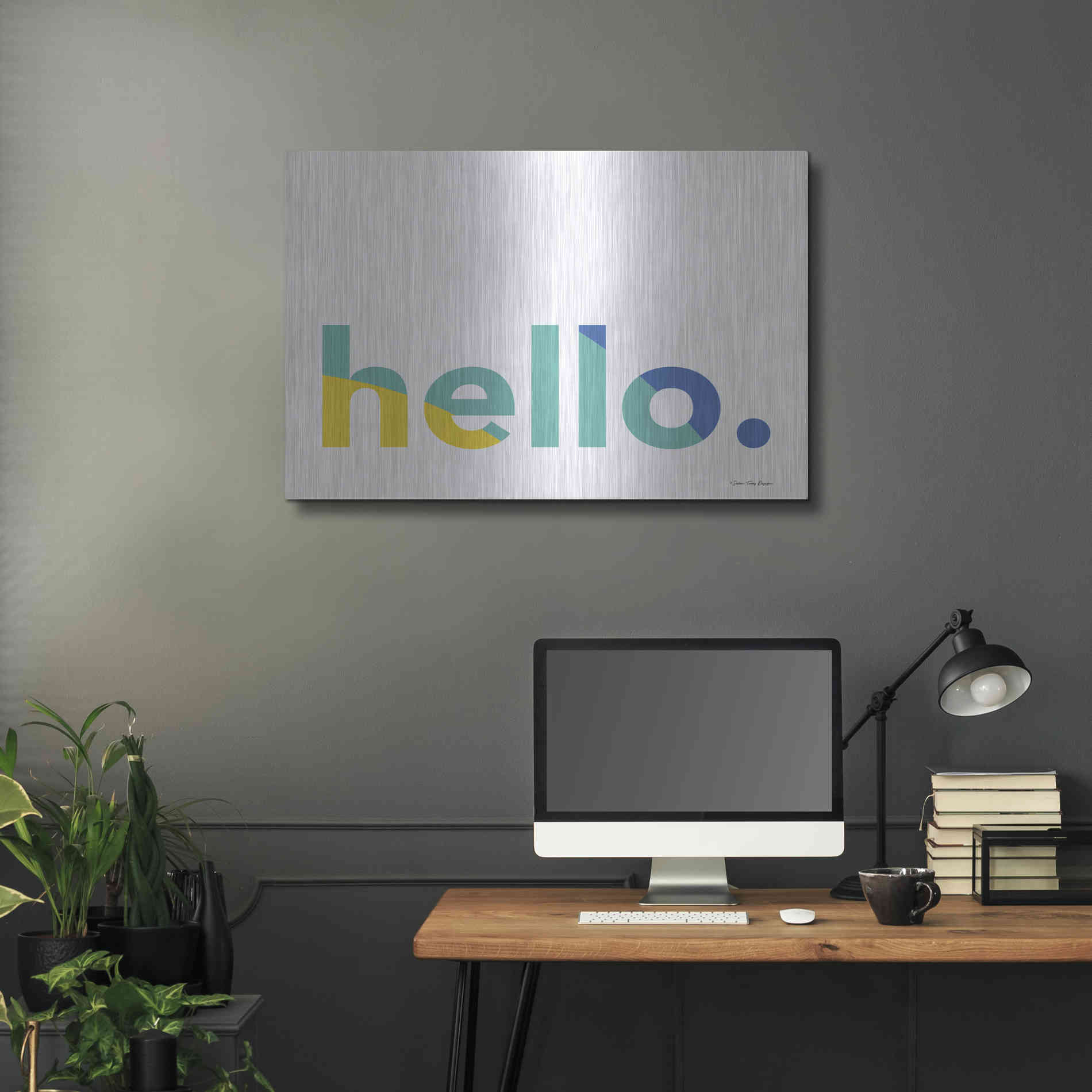 Luxe Metal Art 'Hello' by Seven Trees Design, Metal Wall Art,36x24