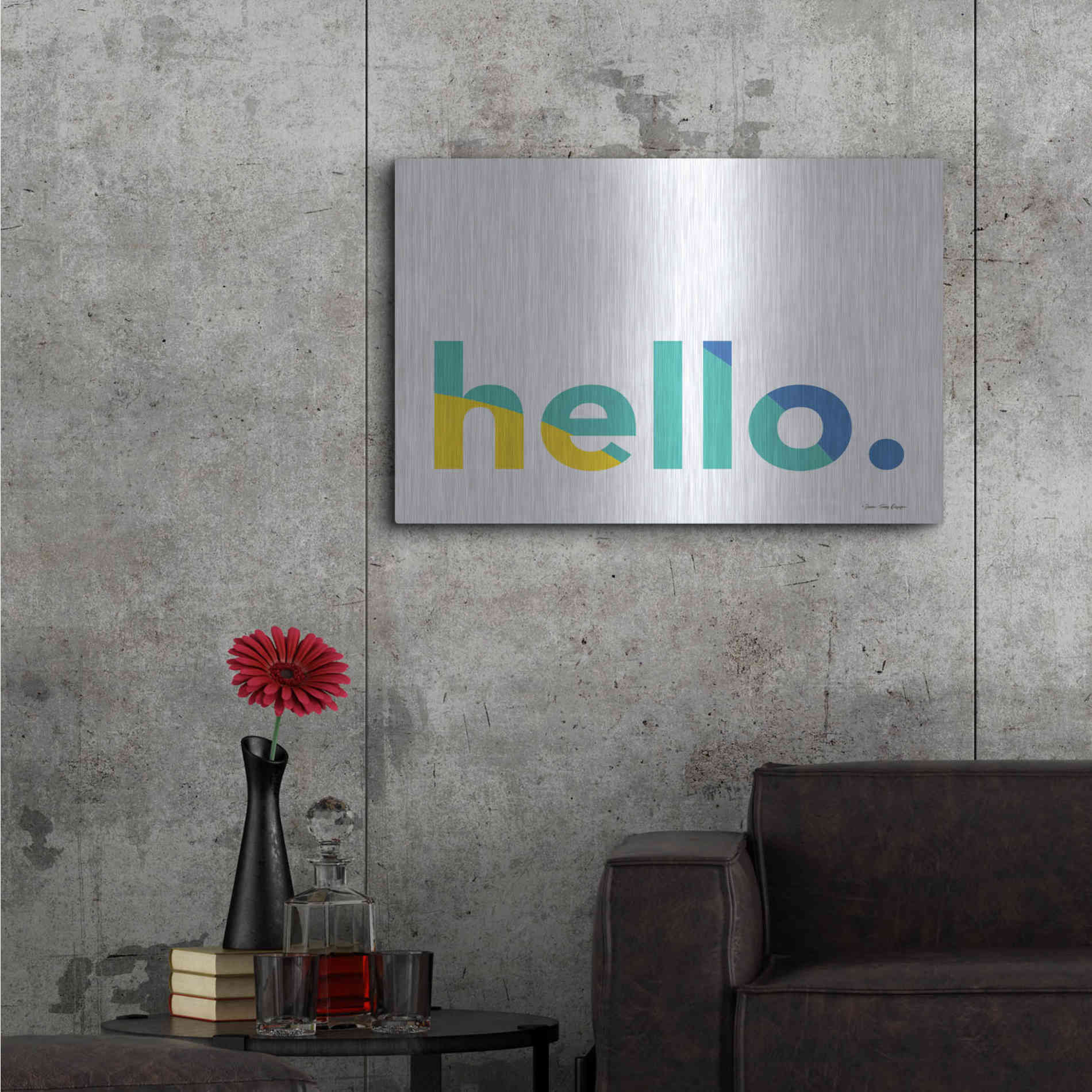 Luxe Metal Art 'Hello' by Seven Trees Design, Metal Wall Art,36x24