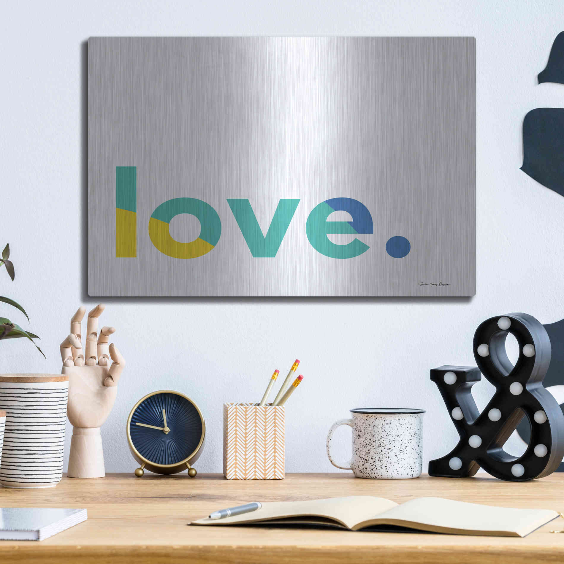 Luxe Metal Art 'Love' by Seven Trees Design, Metal Wall Art,16x12