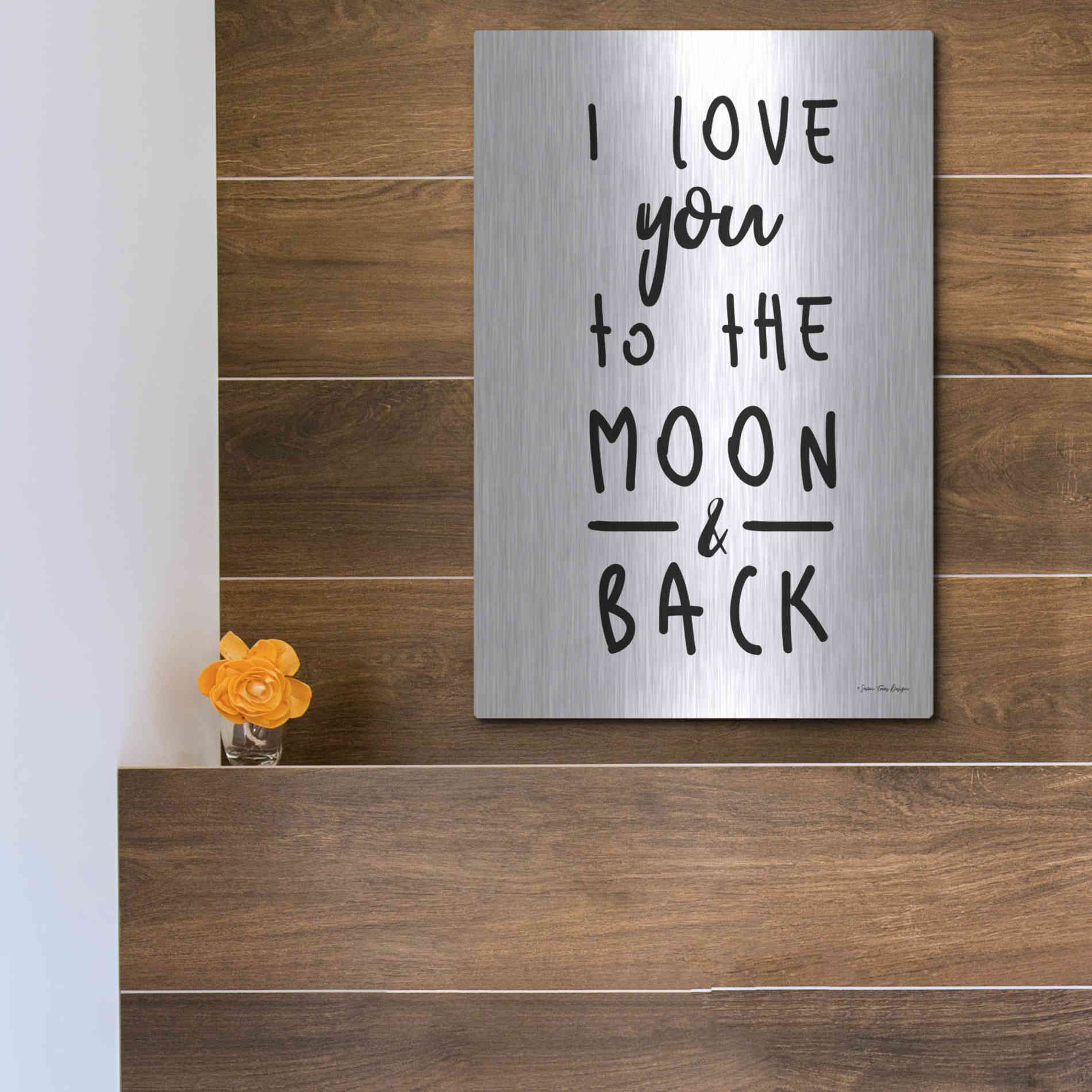 Luxe Metal Art 'To the Moon' by Seven Trees Design, Metal Wall Art,12x16