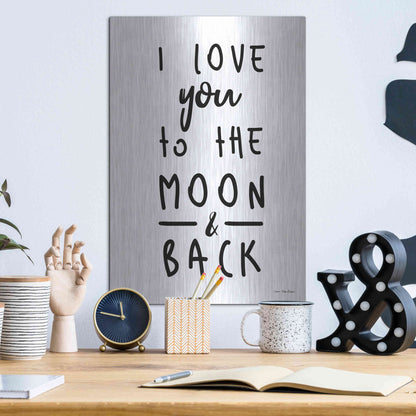 Luxe Metal Art 'To the Moon' by Seven Trees Design, Metal Wall Art,12x16