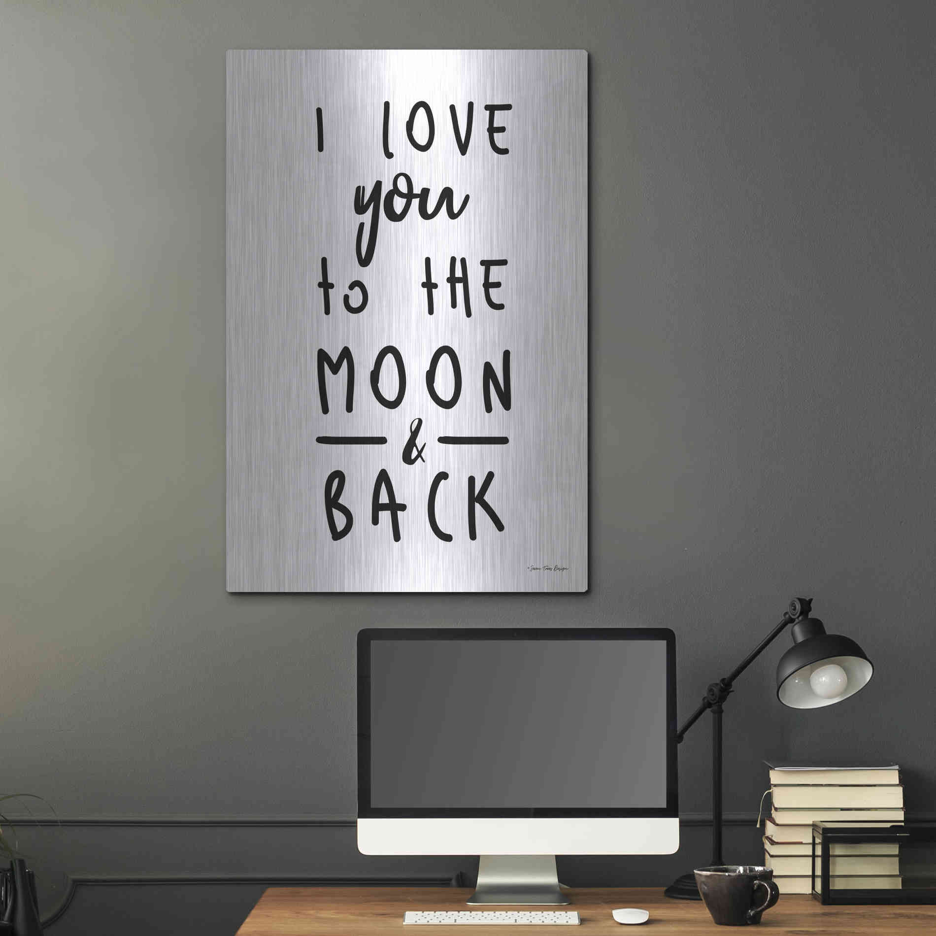 Luxe Metal Art 'To the Moon' by Seven Trees Design, Metal Wall Art,24x36