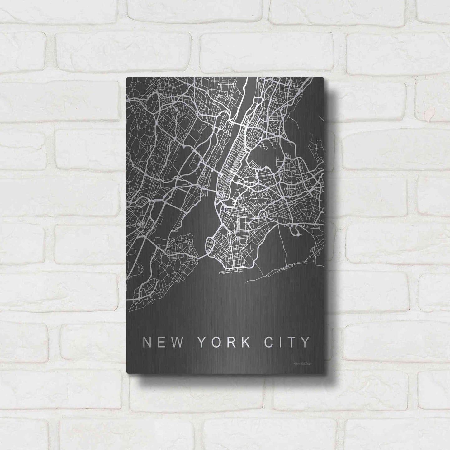 Luxe Metal Art 'NYC Grey Map' by Seven Trees Design, Metal Wall Art,12x16