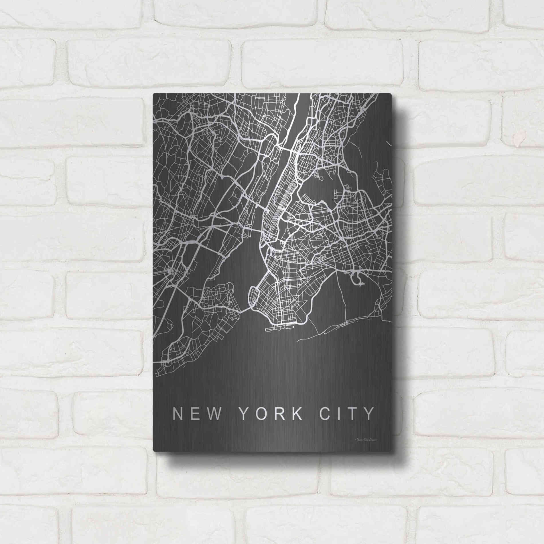 Luxe Metal Art 'NYC Grey Map' by Seven Trees Design, Metal Wall Art,12x16