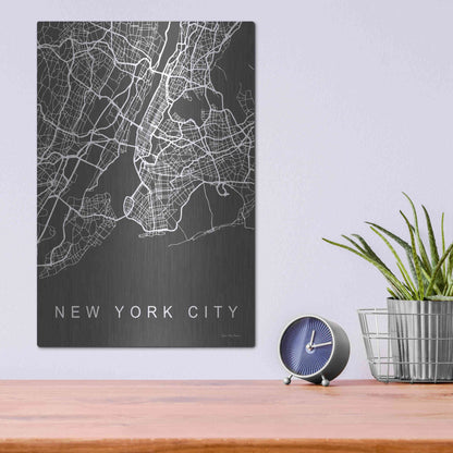 Luxe Metal Art 'NYC Grey Map' by Seven Trees Design, Metal Wall Art,12x16