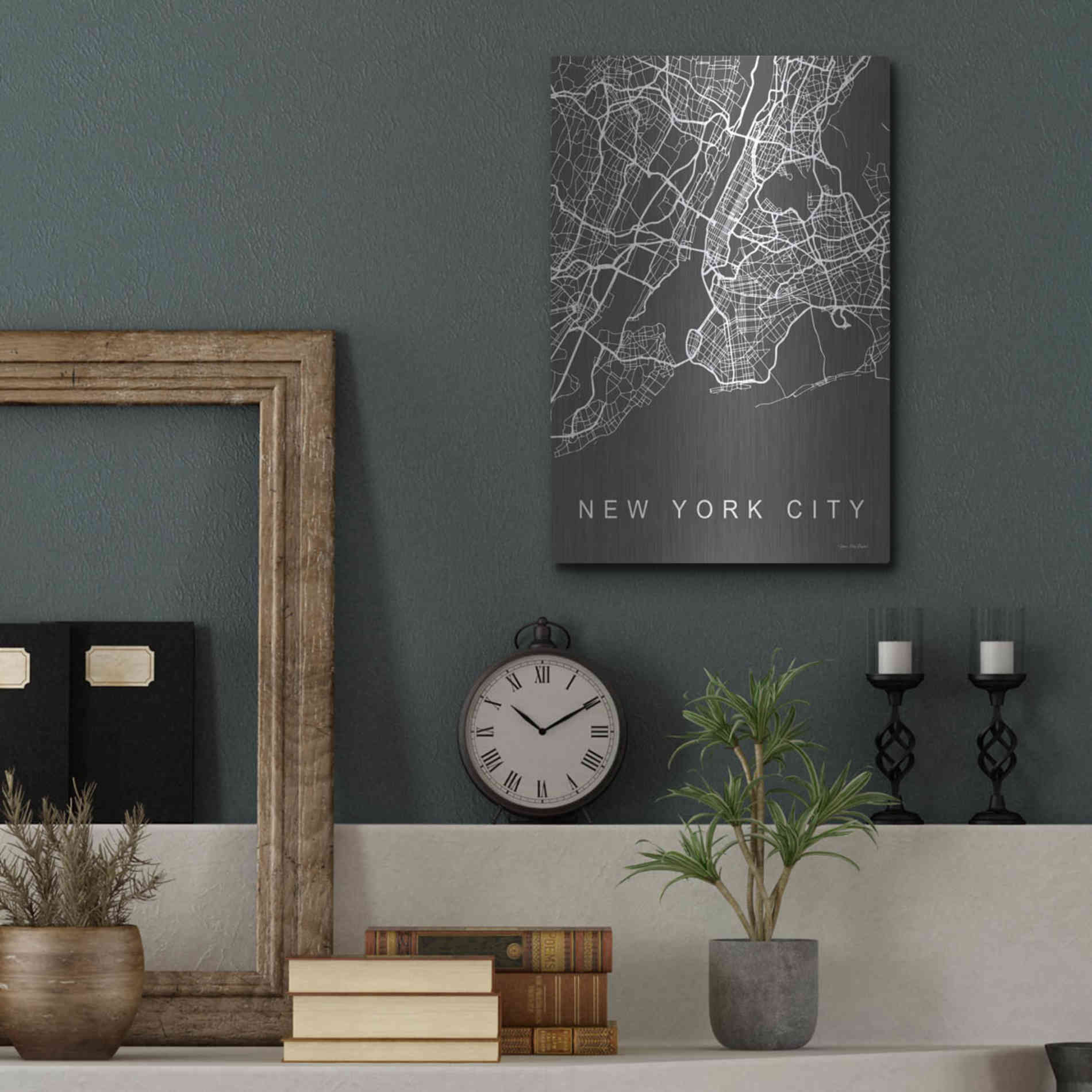 Luxe Metal Art 'NYC Grey Map' by Seven Trees Design, Metal Wall Art,12x16