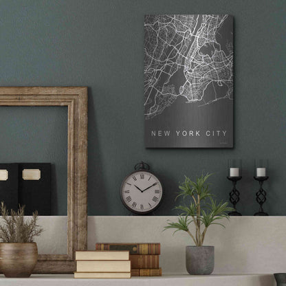 Luxe Metal Art 'NYC Grey Map' by Seven Trees Design, Metal Wall Art,12x16