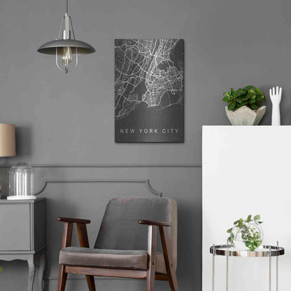 Luxe Metal Art 'NYC Grey Map' by Seven Trees Design, Metal Wall Art,16x24