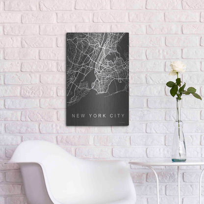 Luxe Metal Art 'NYC Grey Map' by Seven Trees Design, Metal Wall Art,16x24