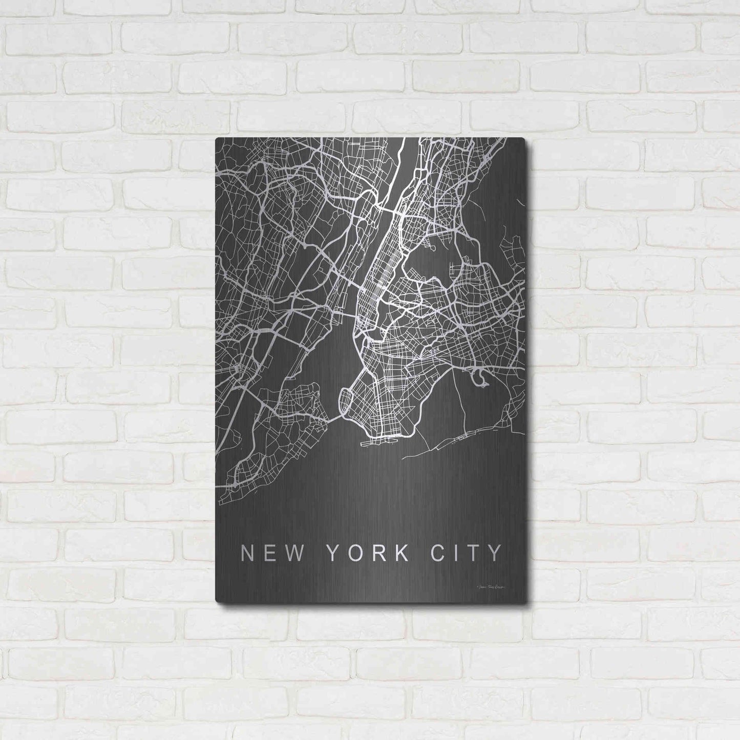 Luxe Metal Art 'NYC Grey Map' by Seven Trees Design, Metal Wall Art,24x36