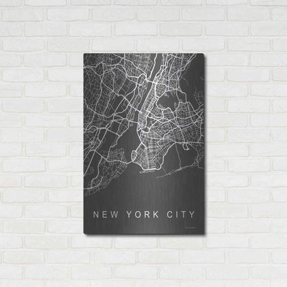 Luxe Metal Art 'NYC Grey Map' by Seven Trees Design, Metal Wall Art,24x36