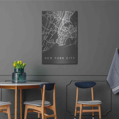 Luxe Metal Art 'NYC Grey Map' by Seven Trees Design, Metal Wall Art,24x36