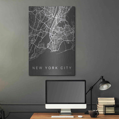 Luxe Metal Art 'NYC Grey Map' by Seven Trees Design, Metal Wall Art,24x36
