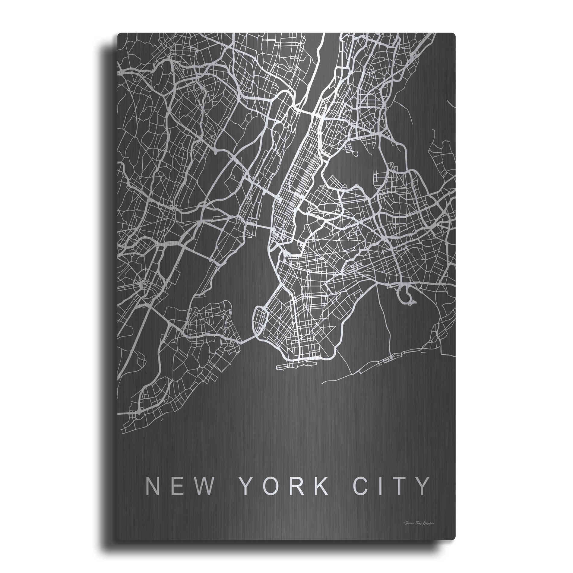 Luxe Metal Art 'NYC Grey Map' by Seven Trees Design, Metal Wall Art