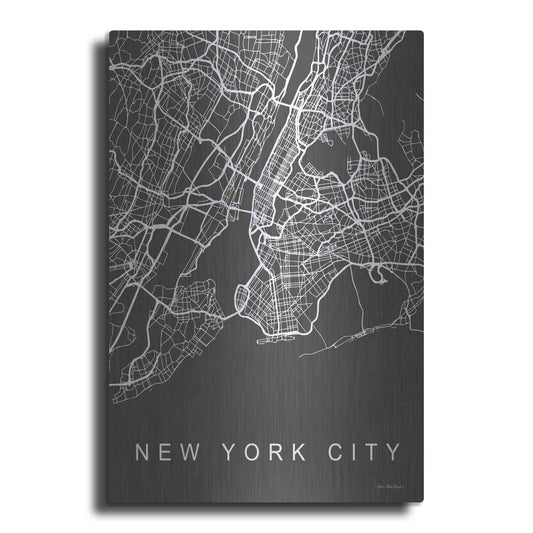Luxe Metal Art 'NYC Grey Map' by Seven Trees Design, Metal Wall Art