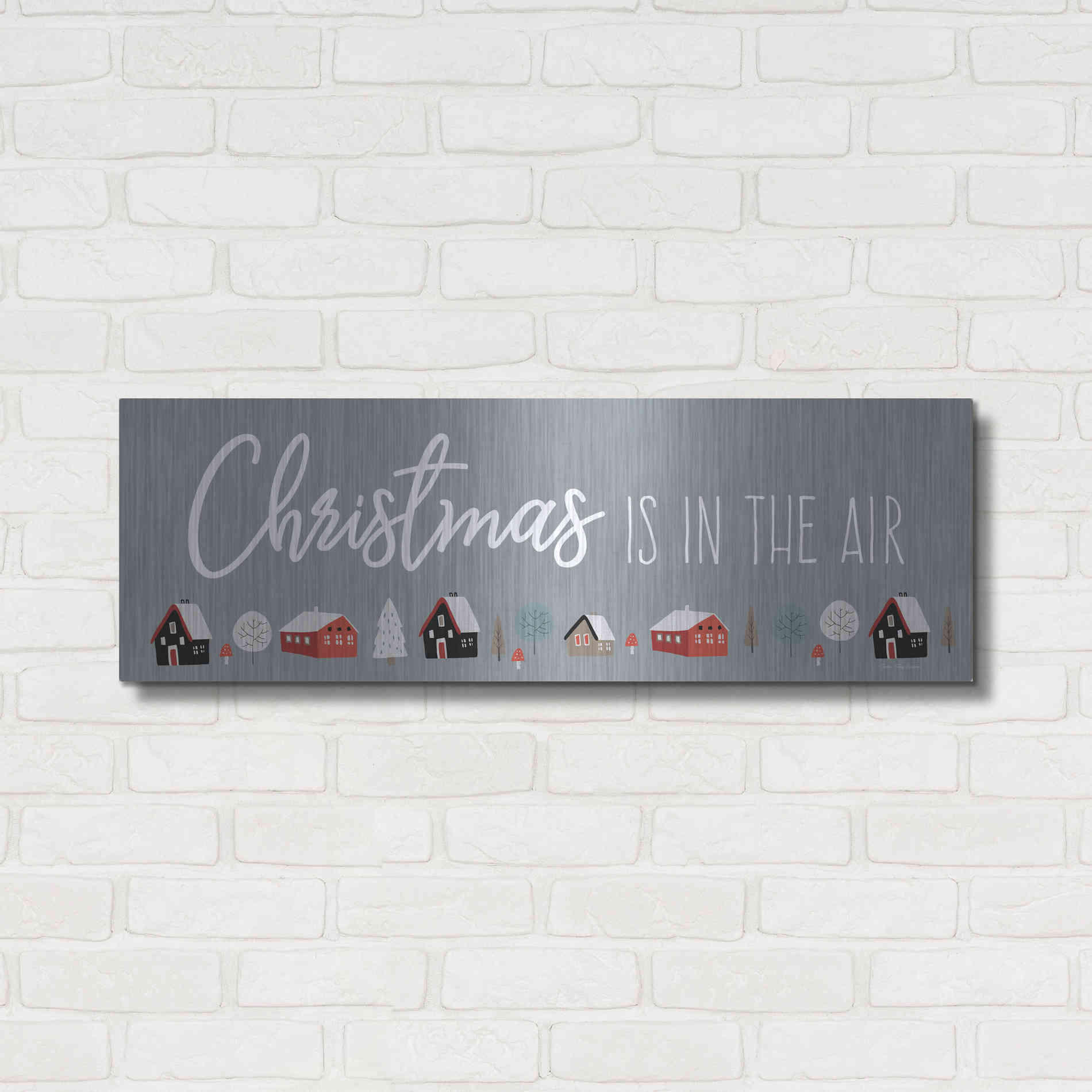 Luxe Metal Art 'Christmas is in the Air' by Seven Trees Design, Metal Wall Art,36x12