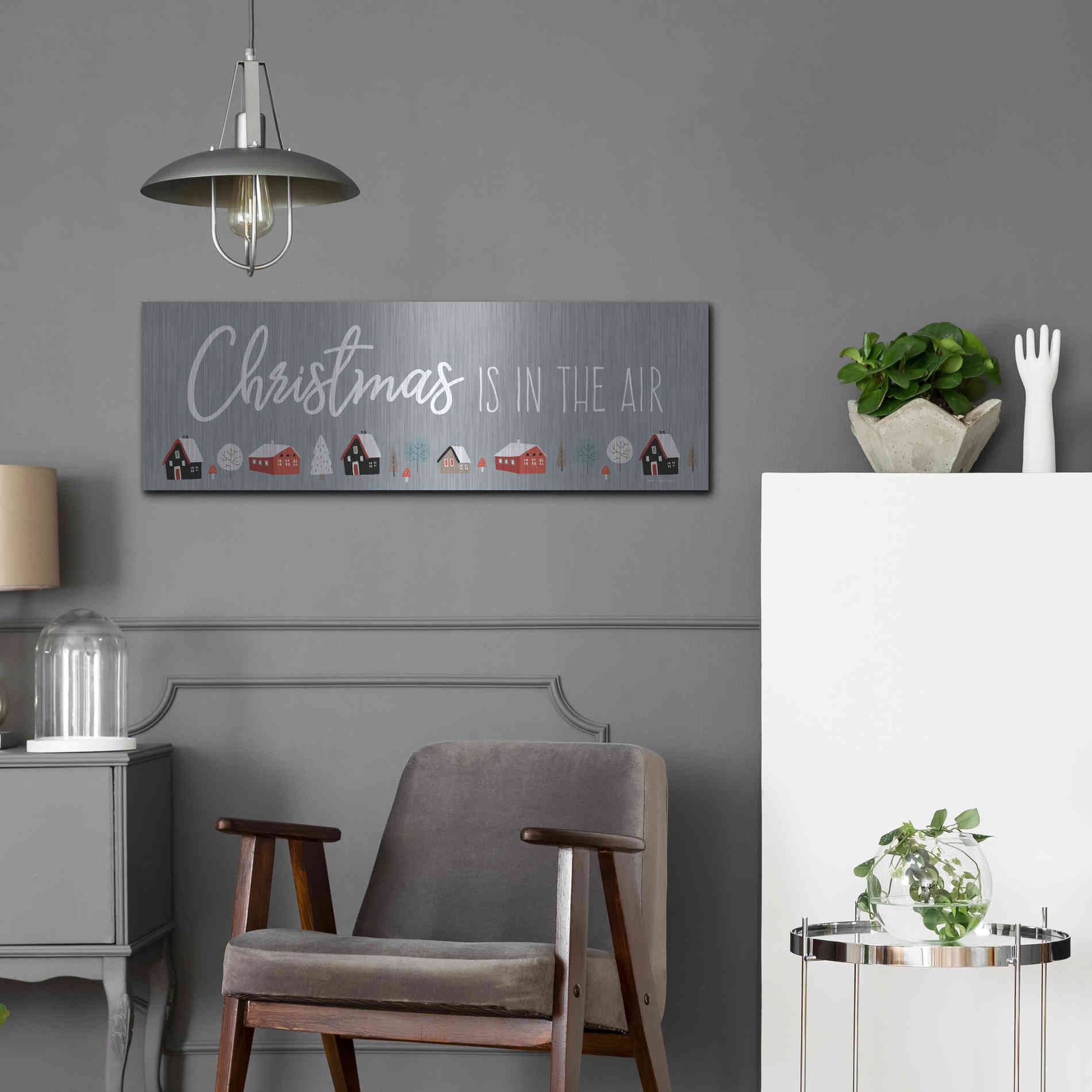 Luxe Metal Art 'Christmas is in the Air' by Seven Trees Design, Metal Wall Art,36x12