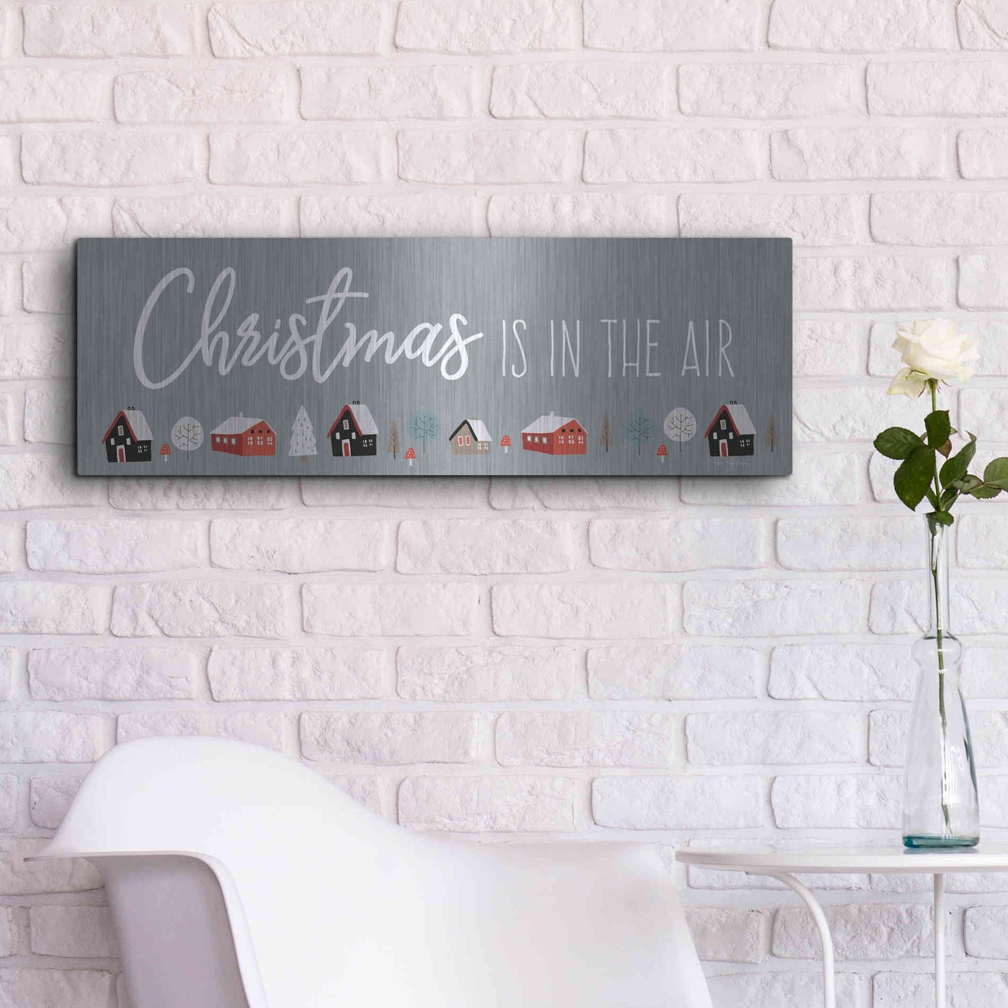 Luxe Metal Art 'Christmas is in the Air' by Seven Trees Design, Metal Wall Art,36x12