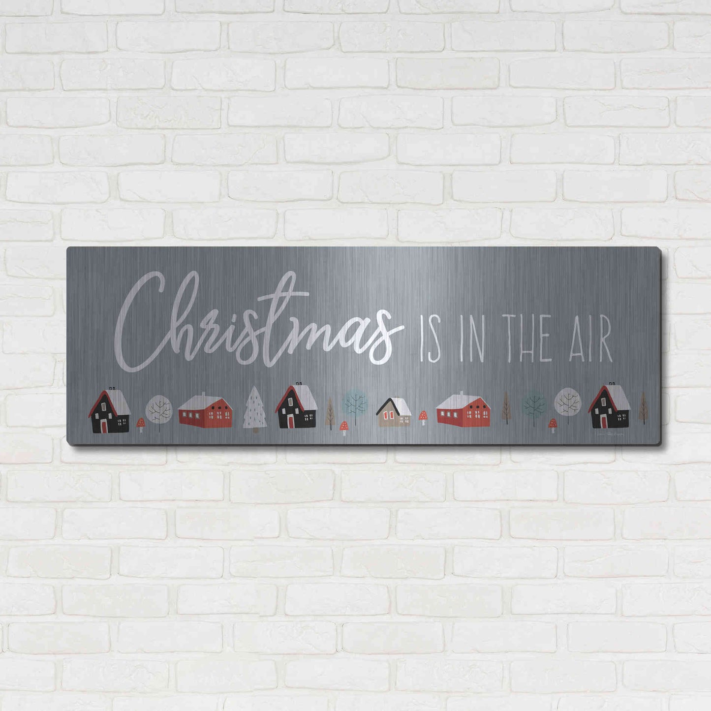 Luxe Metal Art 'Christmas is in the Air' by Seven Trees Design, Metal Wall Art,48x16