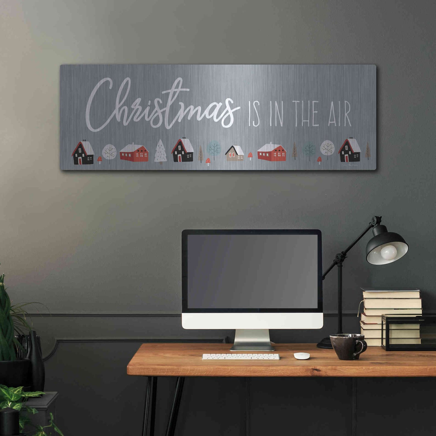 Luxe Metal Art 'Christmas is in the Air' by Seven Trees Design, Metal Wall Art,48x16