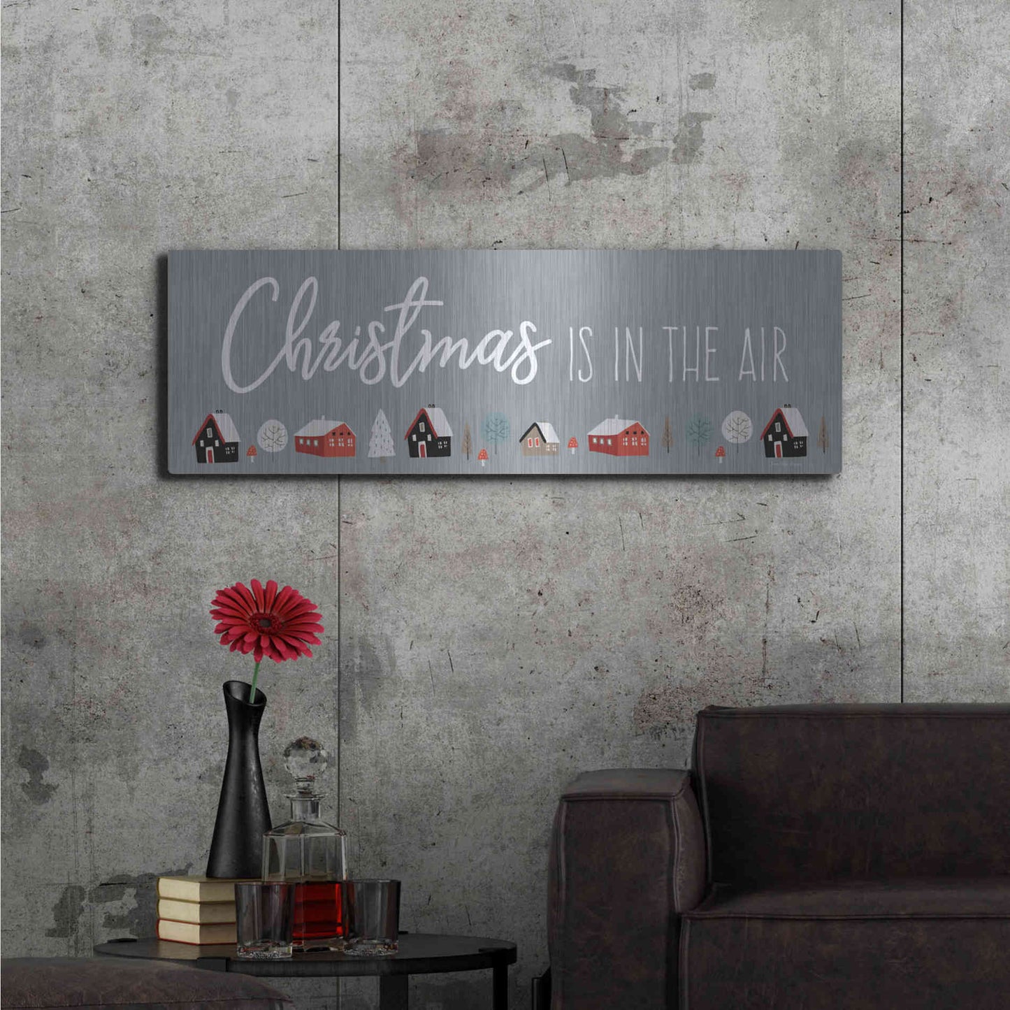 Luxe Metal Art 'Christmas is in the Air' by Seven Trees Design, Metal Wall Art,48x16