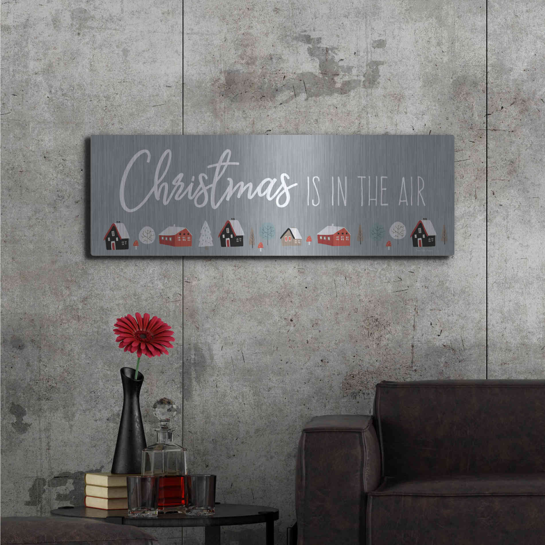 Luxe Metal Art 'Christmas is in the Air' by Seven Trees Design, Metal Wall Art,48x16