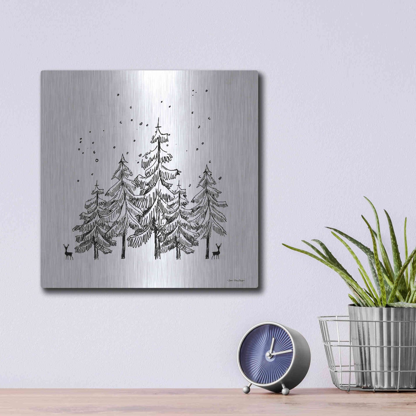 Luxe Metal Art 'Winter Time' by Seven Trees Design, Metal Wall Art,12x12