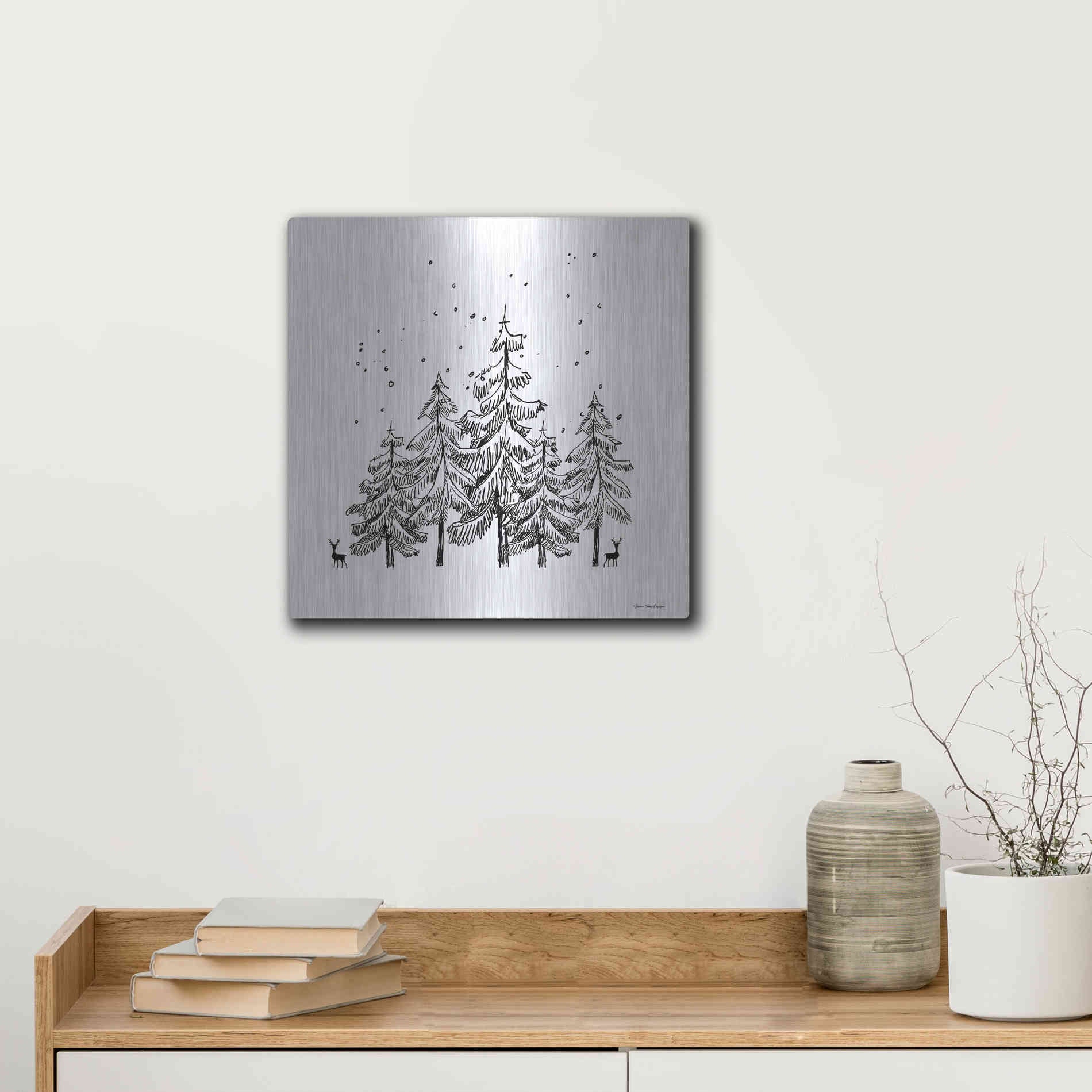 Luxe Metal Art 'Winter Time' by Seven Trees Design, Metal Wall Art,12x12