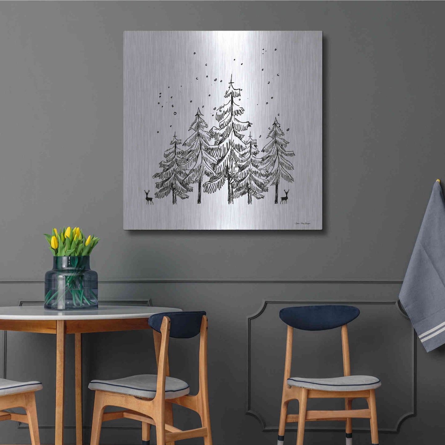 Luxe Metal Art 'Winter Time' by Seven Trees Design, Metal Wall Art,36x36