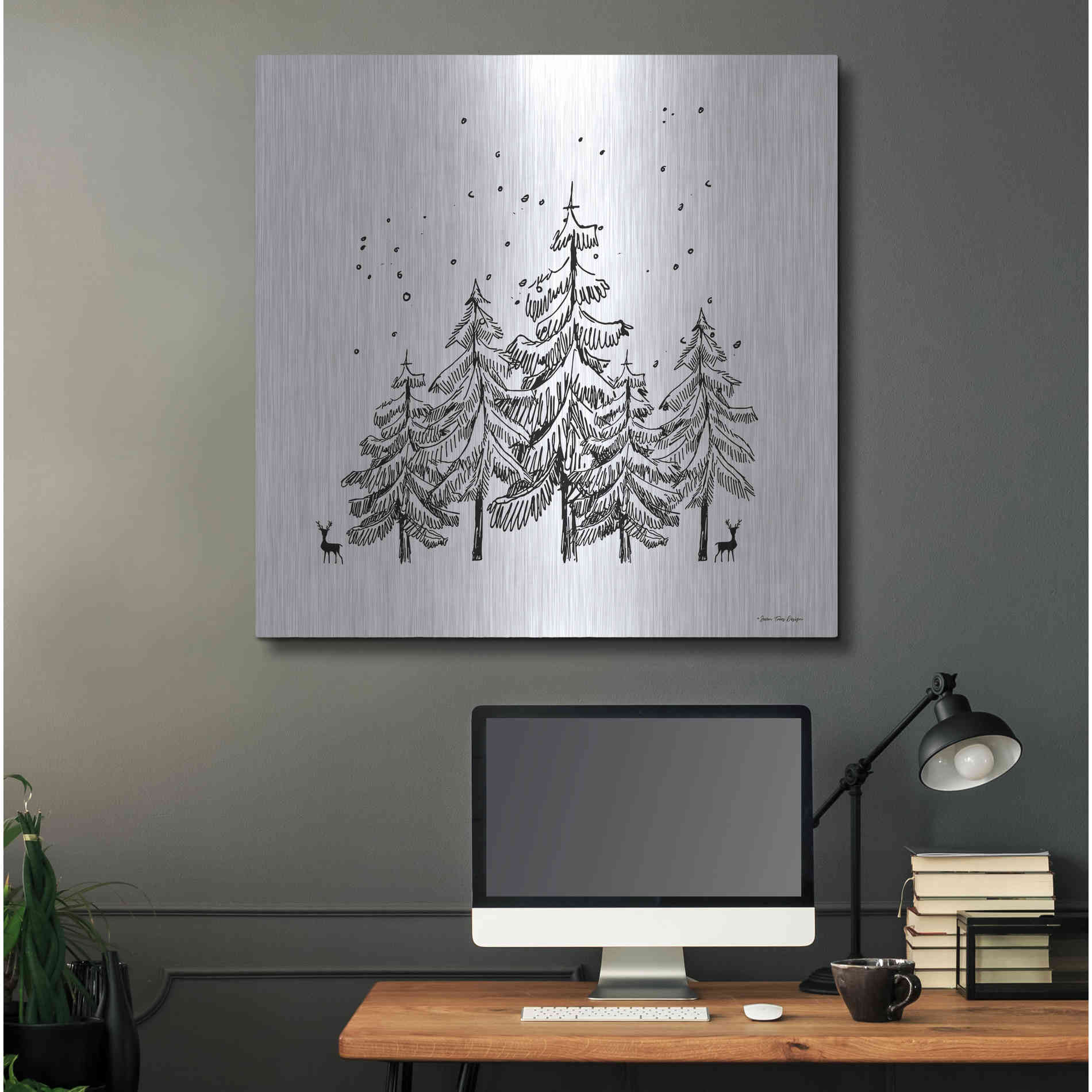 Luxe Metal Art 'Winter Time' by Seven Trees Design, Metal Wall Art,36x36
