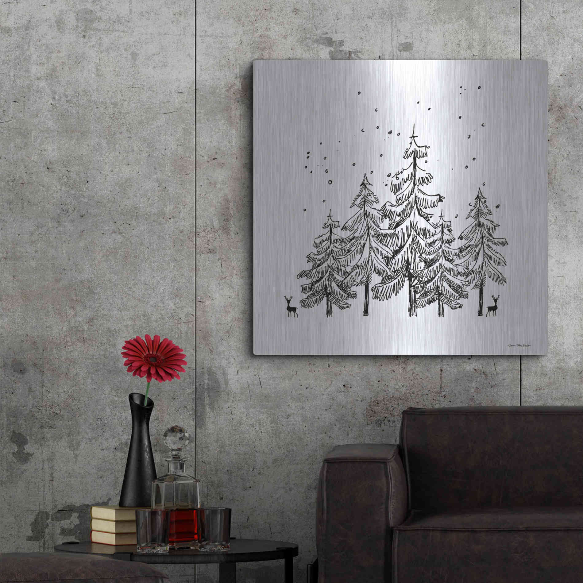 Luxe Metal Art 'Winter Time' by Seven Trees Design, Metal Wall Art,36x36