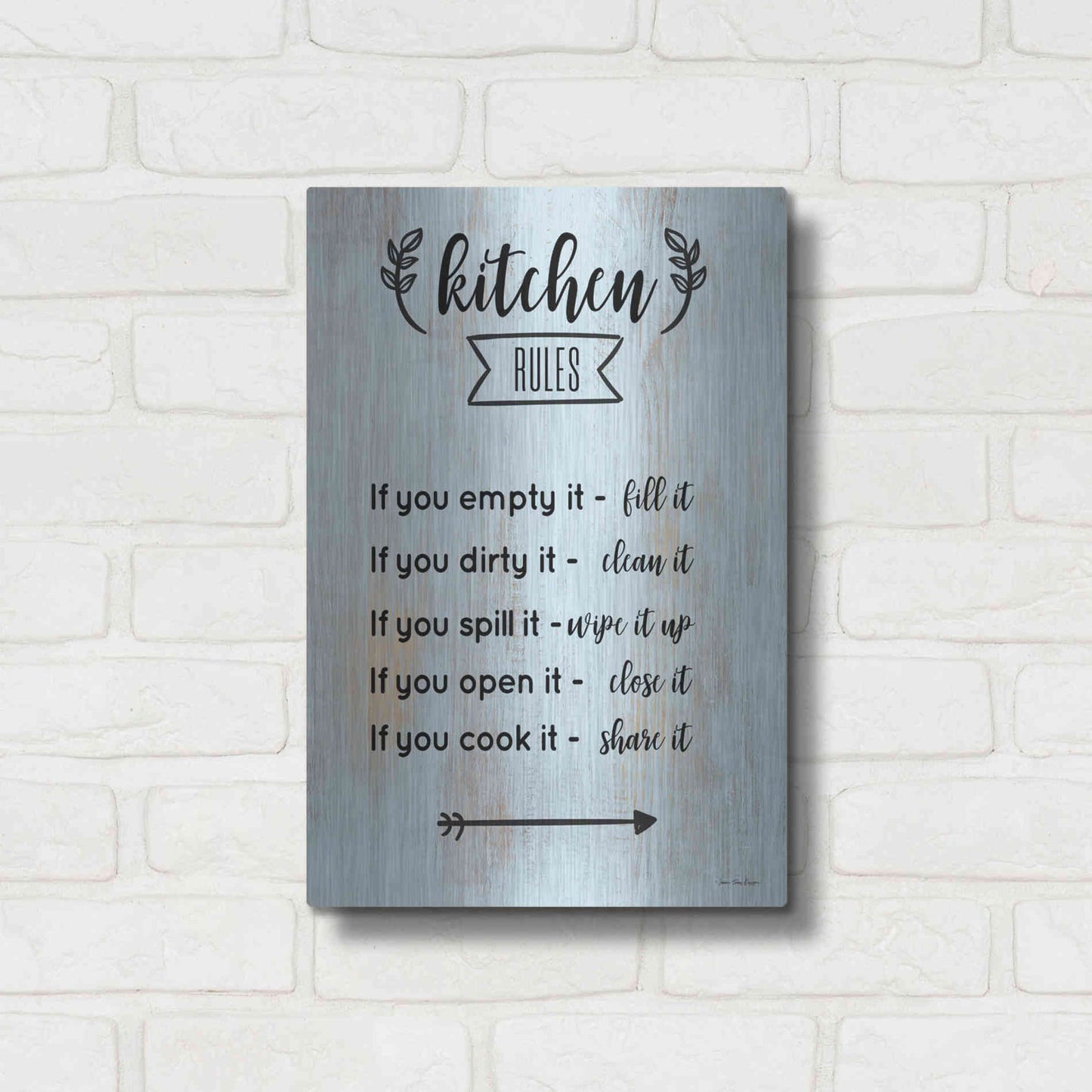 Luxe Metal Art 'Kitchen Rules' by Seven Trees Design, Metal Wall Art,12x16