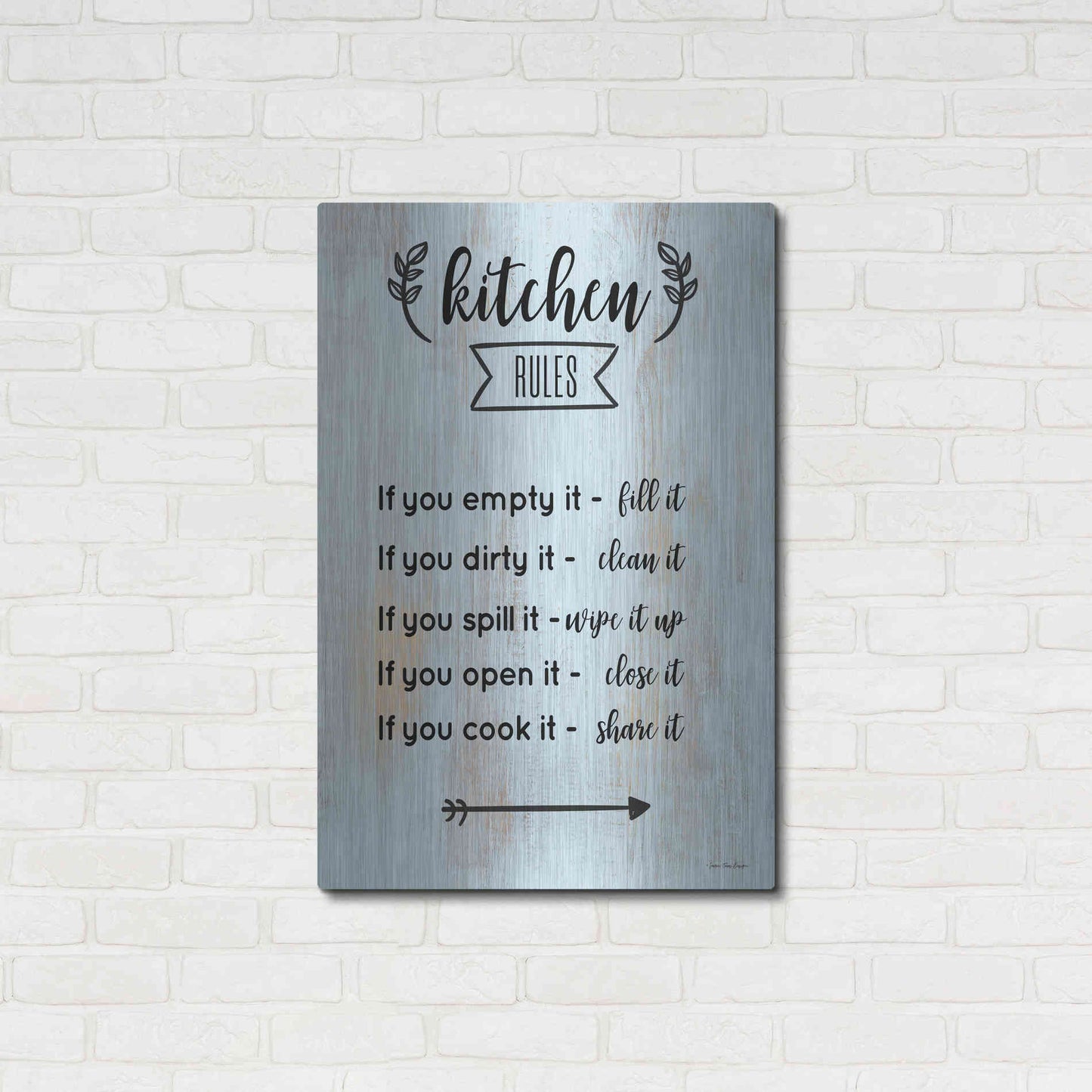 Luxe Metal Art 'Kitchen Rules' by Seven Trees Design, Metal Wall Art,24x36