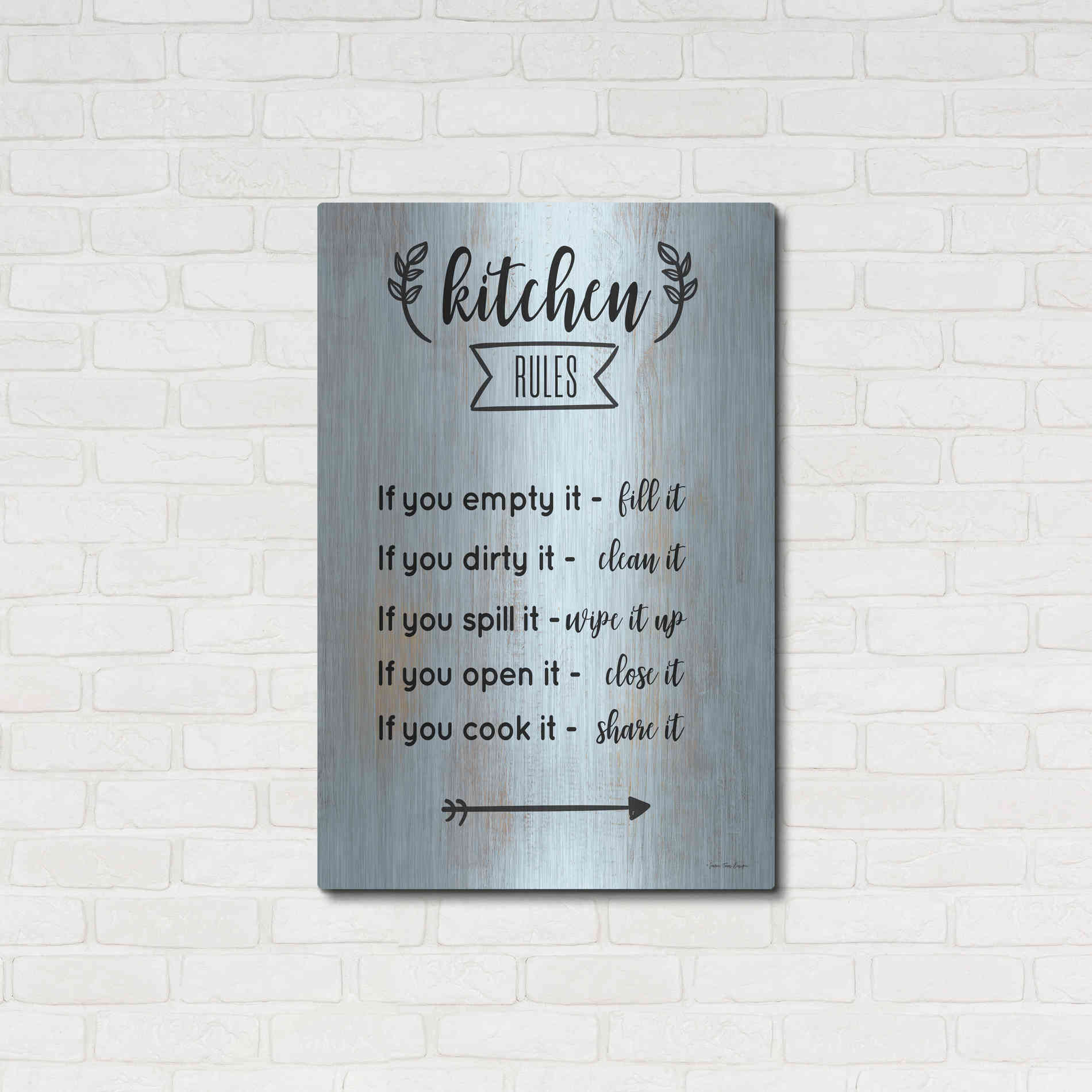 Luxe Metal Art 'Kitchen Rules' by Seven Trees Design, Metal Wall Art,24x36