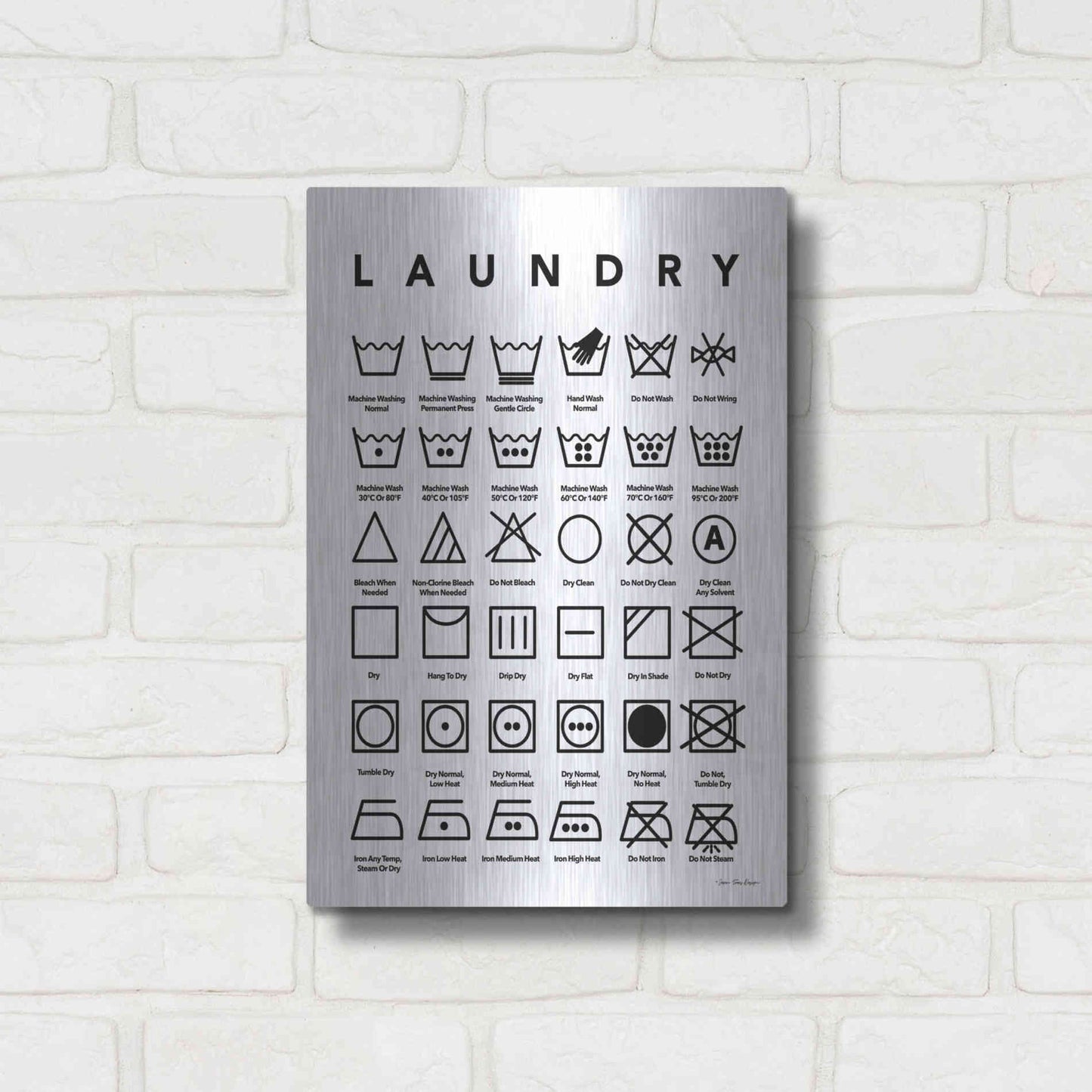 Luxe Metal Art 'Laundry Symbols' by Seven Trees Design, Metal Wall Art,12x16