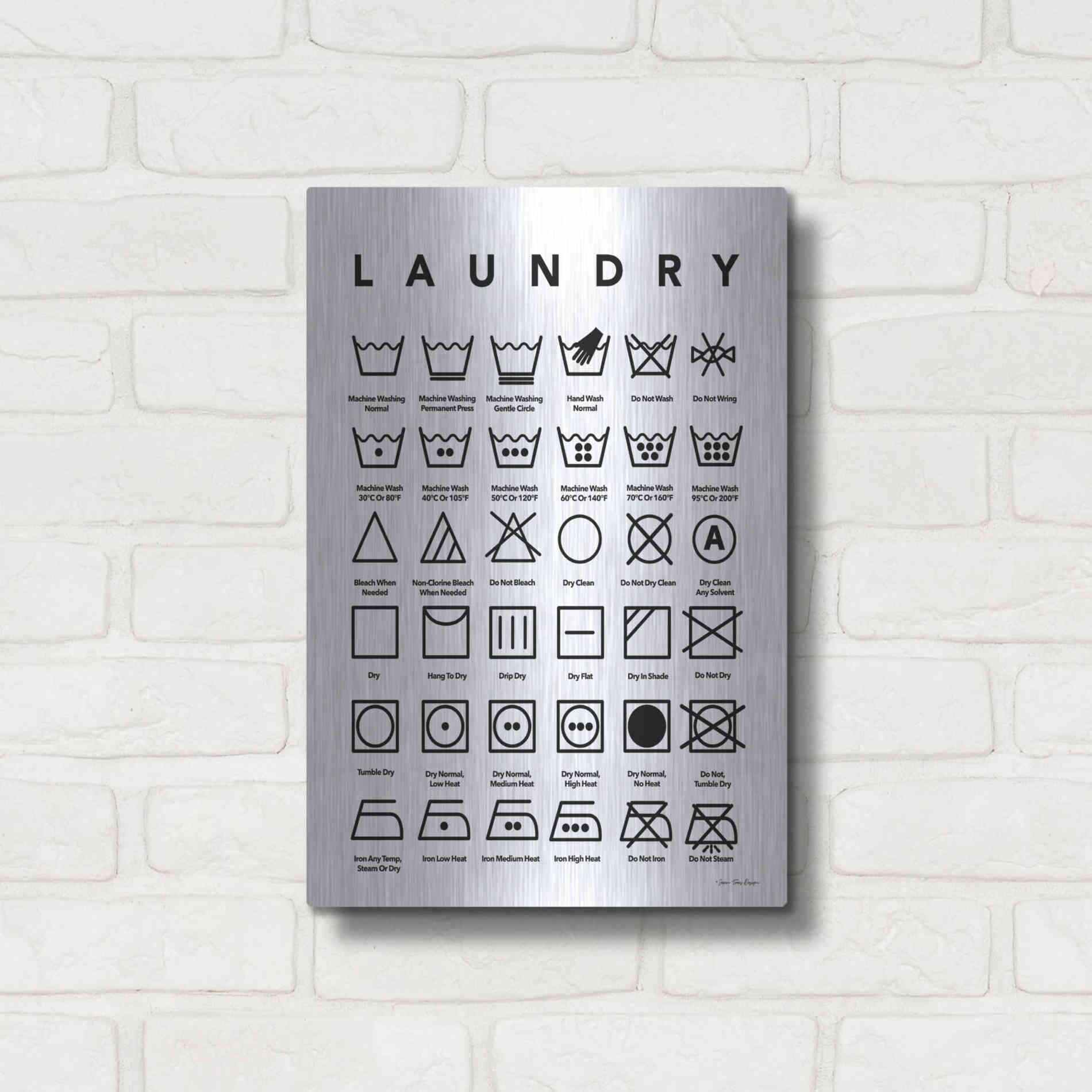 Luxe Metal Art 'Laundry Symbols' by Seven Trees Design, Metal Wall Art,12x16