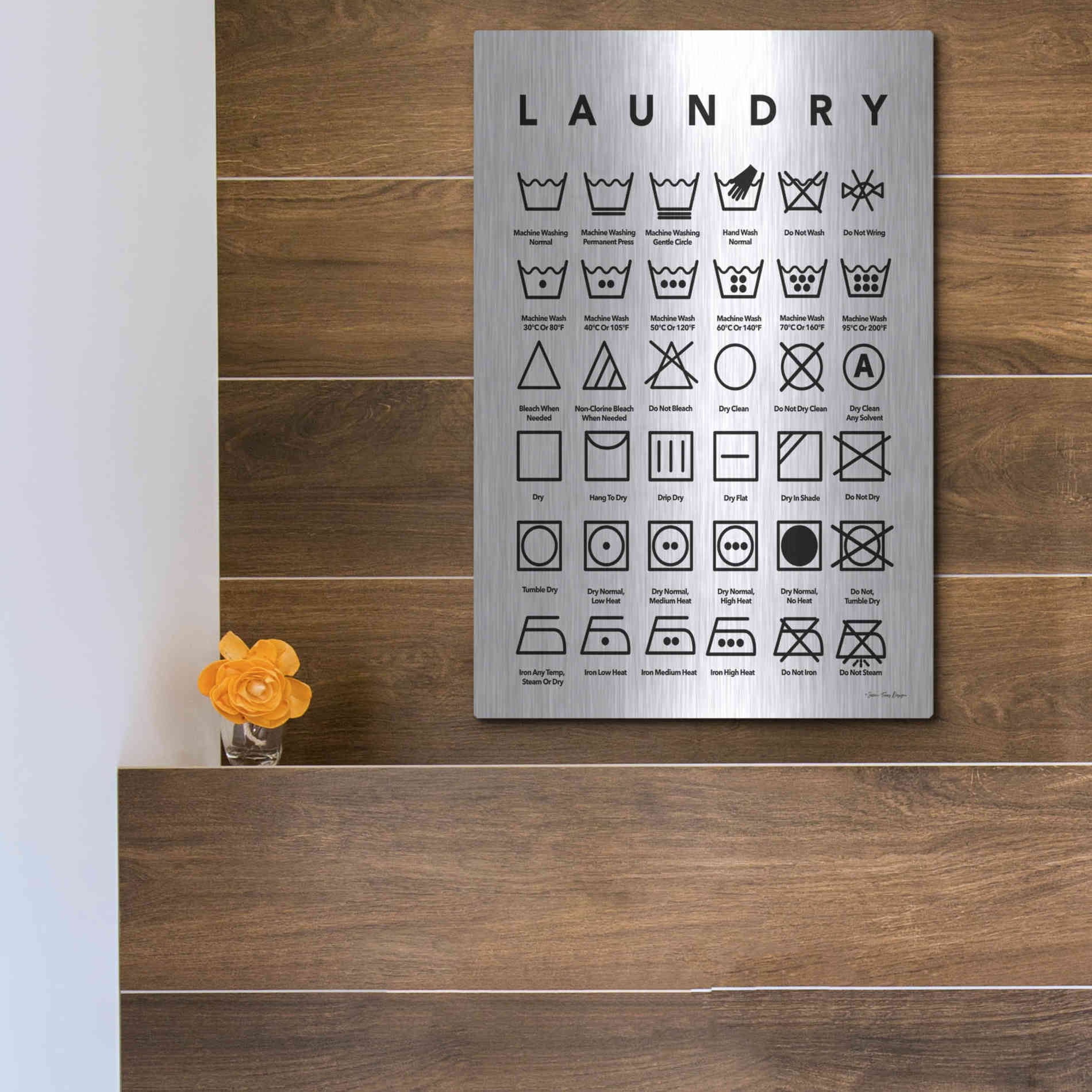 Luxe Metal Art 'Laundry Symbols' by Seven Trees Design, Metal Wall Art,12x16
